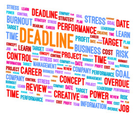 Deadline Word Cloud 3D Concept Illustration