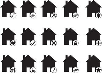 House icon set illustrated on white