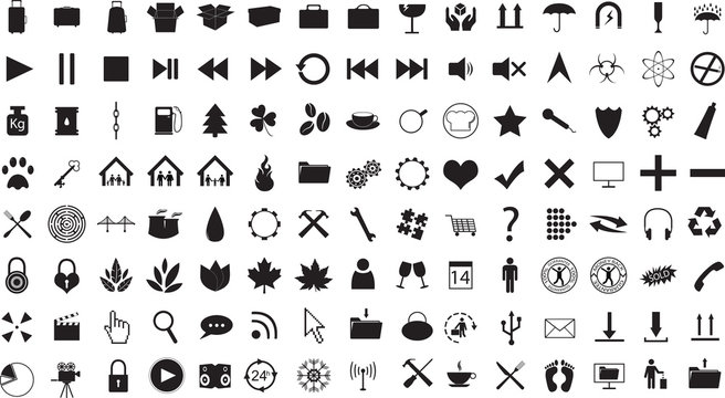Random icon collection illustrated on white