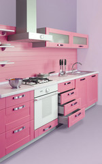 Modern pink kitchen