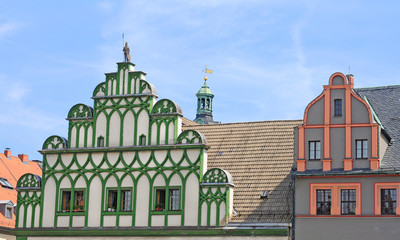 Fototapeta na wymiar Colourful baroque gables in Weimar, Thuringen