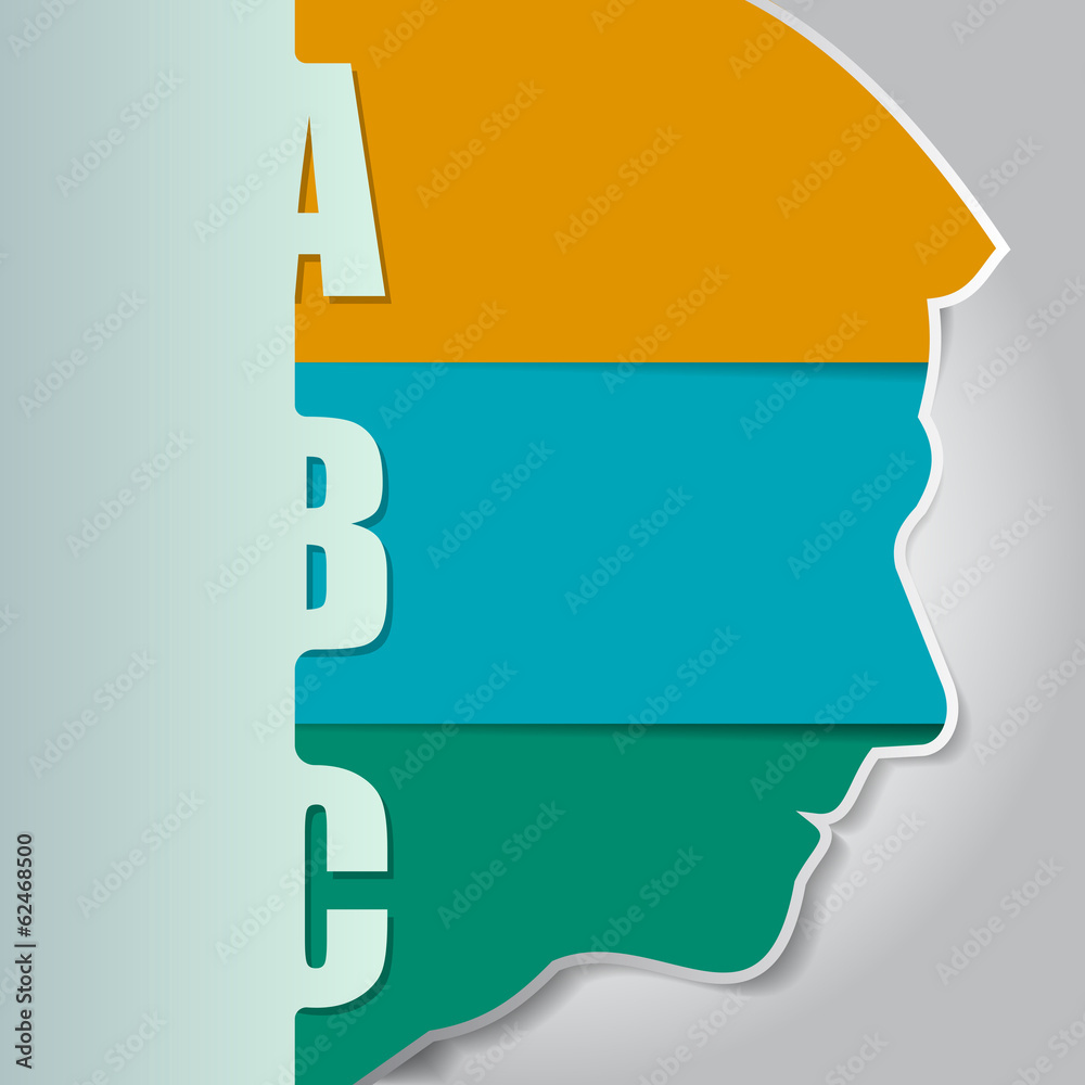 Poster vector background with a silhouette of the head and three abc st
