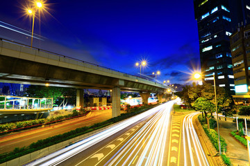 Fototapeta na wymiar Modern city with car light