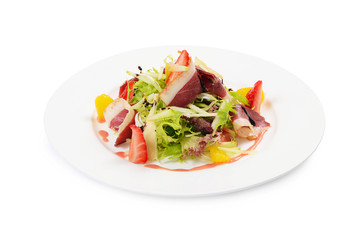 Salad with smoked duck breast
