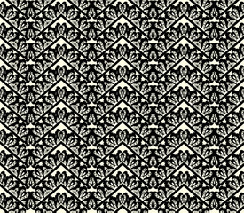 black lace seamless pattern on white background