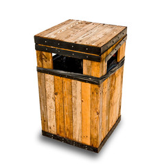 The Wooden litter bin on cement floor