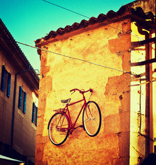 Old photo of bike on wall