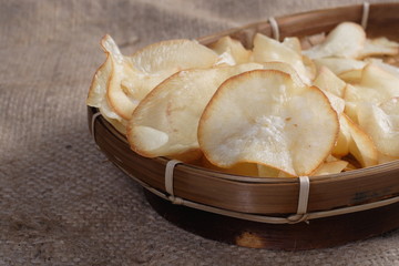 Chips Cassava at natural sack cloth
