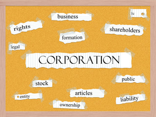 Corporation Corkboard Word Concept