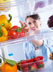 Healthy food in the refrigerator