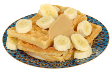 Banana on Waffles with Peanut Butter