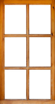 frame of a wooden window isolated on white background