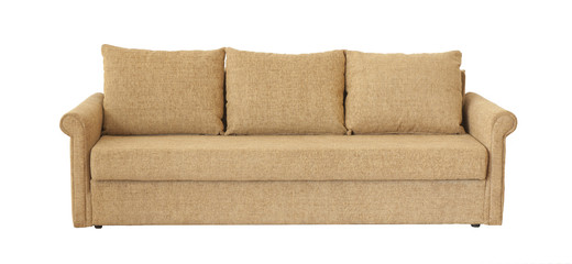 Light brown sofa (couch) isolated on white