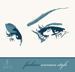 fashion woman face. vector illustration in sketch style