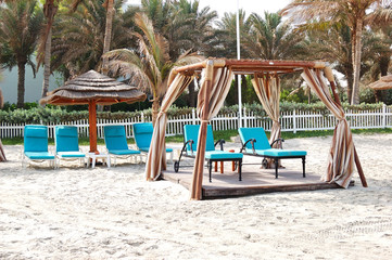 Hut on the beach of luxury hotel, Ajman, UAE