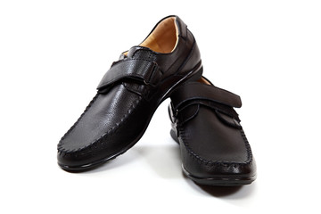 Stylish men's shoes on a white background.