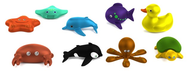 realistic 3d render of bath toys