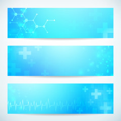 three medical technology banner background