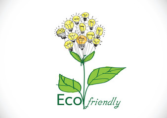 light bulb green eco energy concept, plant growing