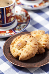 Homemade turkish cookies with almond and coffee