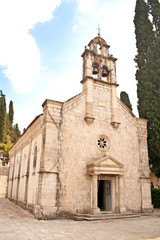 Fototapeta na wymiar Traditional stone church near the Adriatic sea