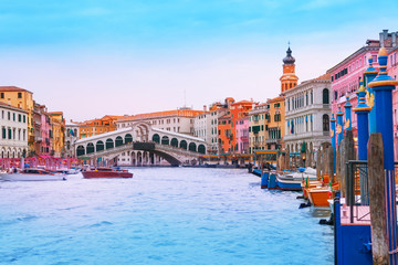 View of Rialto bridge from grand canal