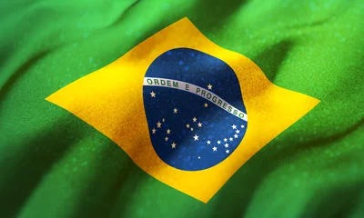 Wall murals Brasil shiny flag of Brazil