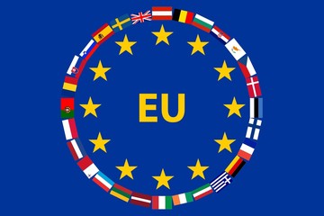Flag EU with flags of countries