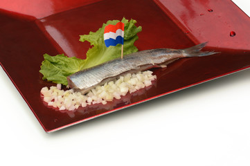 Herring fillet with Dutch flag