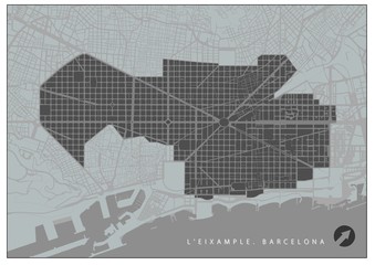 Eixample quarter plan, Barcelona, in black and white