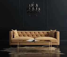 Foto op Plexiglas Elegant interior, living room with beige velvet sofa © Michael