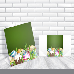 Easter Background With Eggs In Grass.