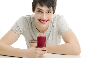 Man drinking an organic smoothie, eating healthy for an active l