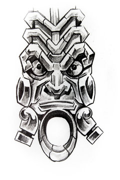 American indian totem, sketch of tattoo