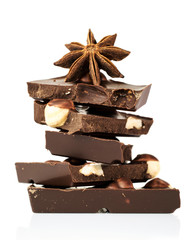 black chocolate with nuts and star anise