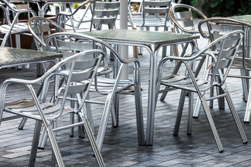 metal tables and chairs