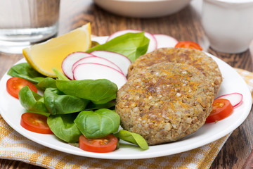 vegetarian burgers made from lentils and buckwheat