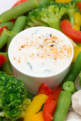 yoghurt sauce and steamed vegetables