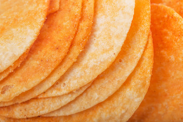 Stack of fried potato chips