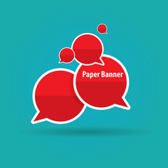abstract red paper vector banner or speech bubble