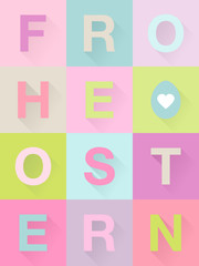 Osterkarte Flat Design Long Shadow Pastell