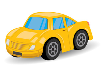Yellow Sports Car Cartoon - Vector Illustration