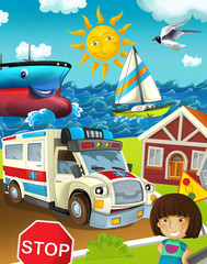 Cartoon street - illustration for the children