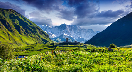 Old church in the village of Ushguli.