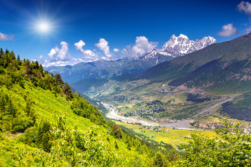 Alpine meadows in the Caucasus mountains.