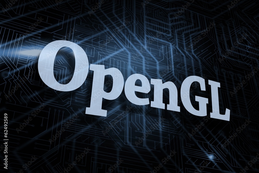Poster opengl against futuristic black and blue background