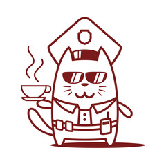 Character police in officer's cap and in the form of police with