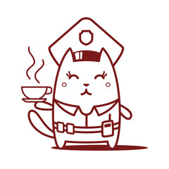 Character police in officer's cap and in the form of police with