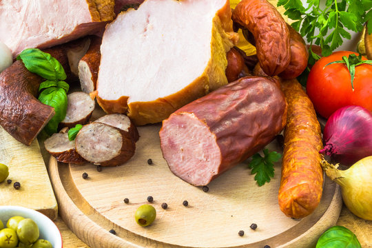 variety processed meat products vegetables