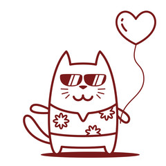 Character tourist wearing sunglasses and a shirt with flowers